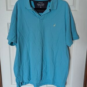 Nautica Men's Teal Blue Short-Sleeve Polo with Sail Logo